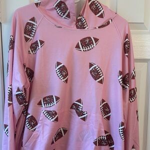 Pink Football Print Hoodie
